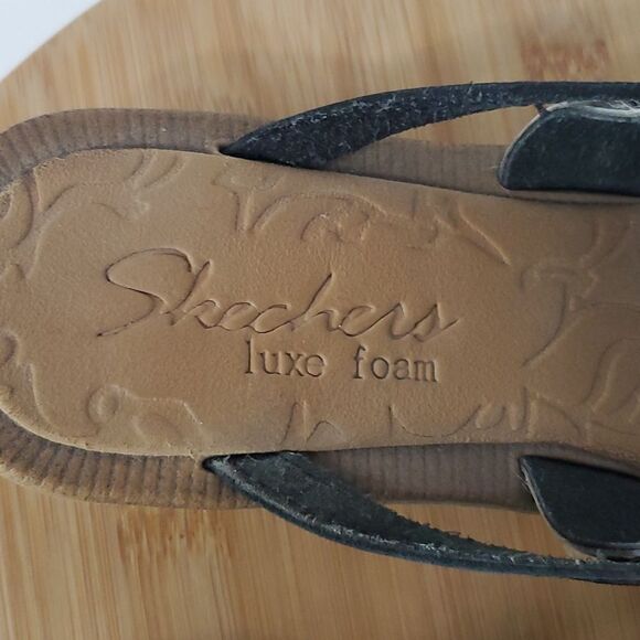 Skechers Luxe Foam Flip Flop Sandals Size 8 Black Animal Print - Picture 5 of 8